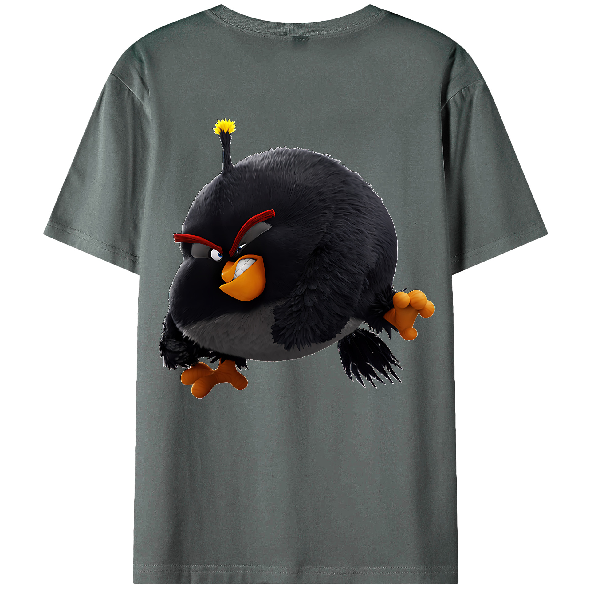 （画像用） Angry Birds アングリーバード 綿100％ メンズ半袖Tシャツ（バックプリント） 通気性